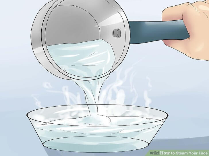 Pour the steaming water into a bowl